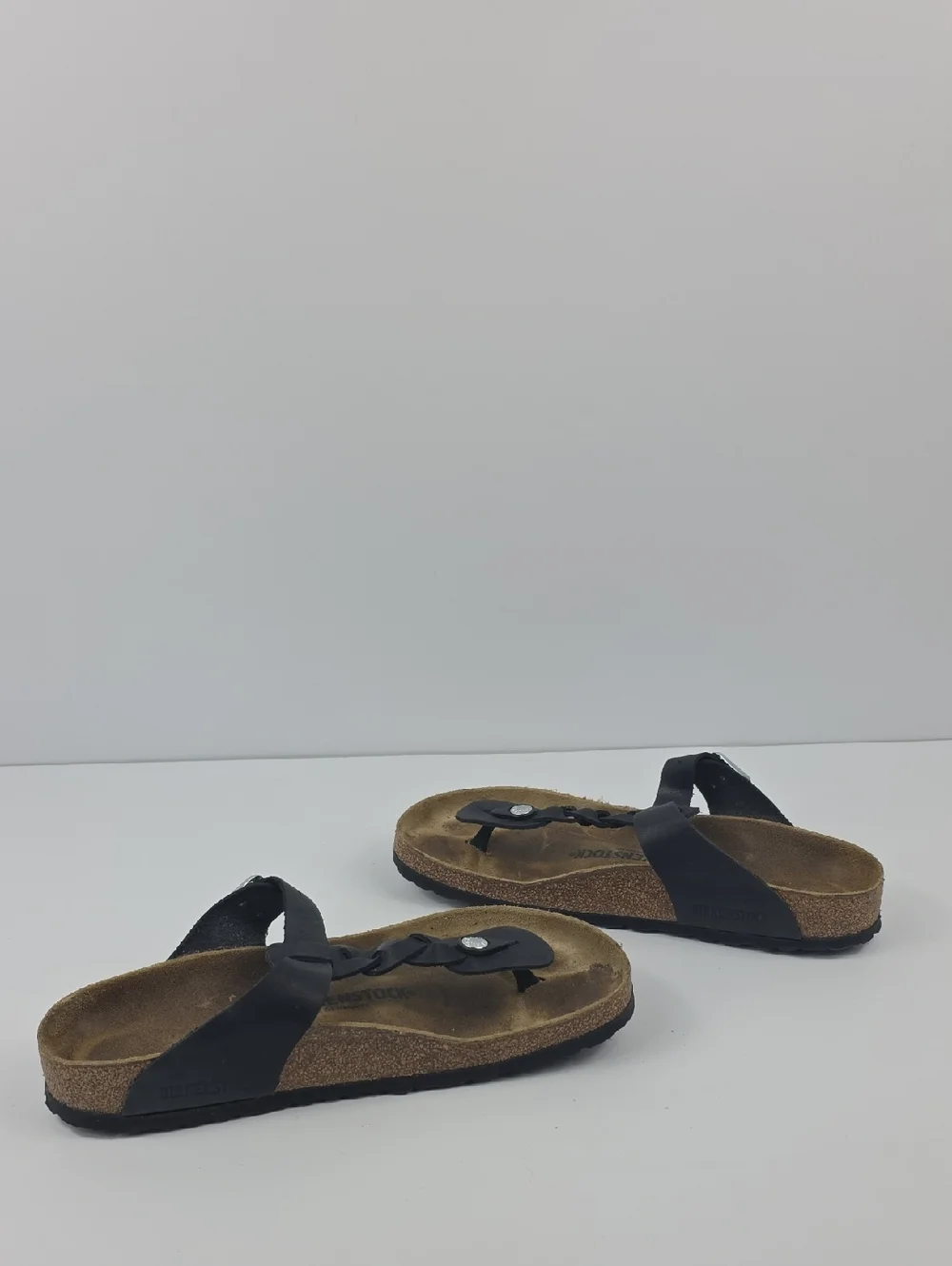 Birkenstock Gizeh Braided Black Leather Women's Sandals Size 9‎